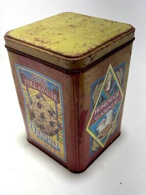 Vintage Cookie Tin Morsels Homemade Goodness Metal Storage Kitchen Decor Rustic